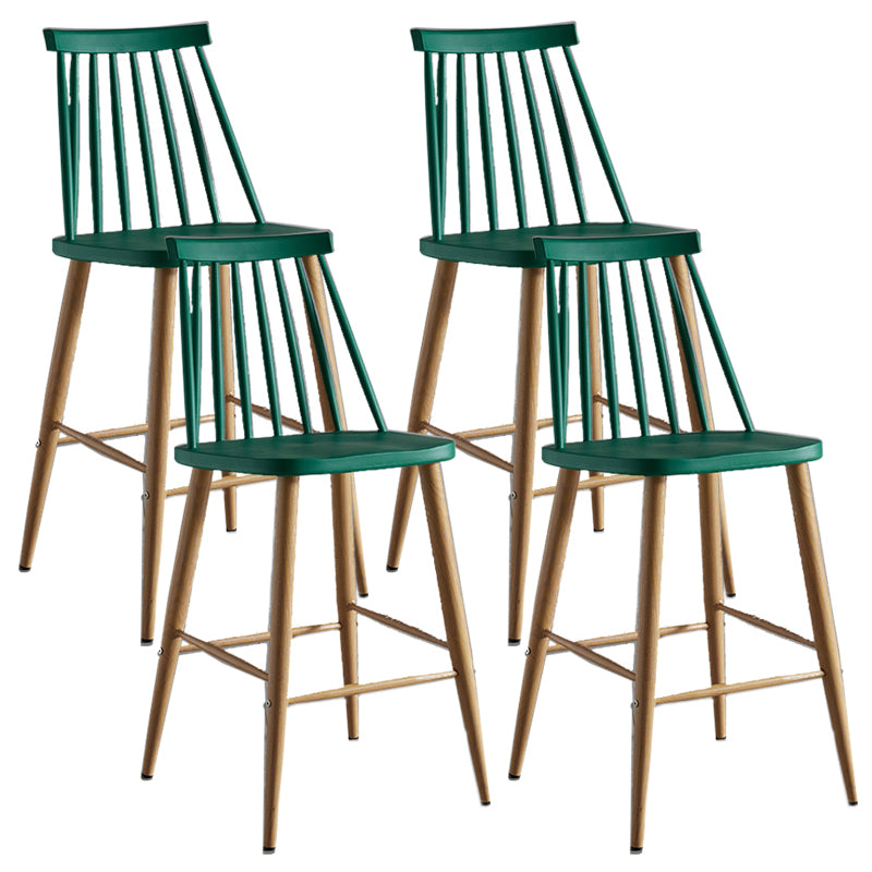 Nordic Plastic Bar-stool Square Seat Counter Bar Stool with Wood Legs