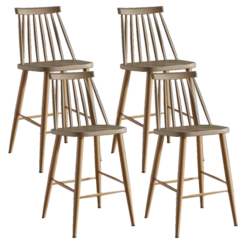 Nordic Plastic Bar-stool Square Seat Counter Bar Stool with Wood Legs