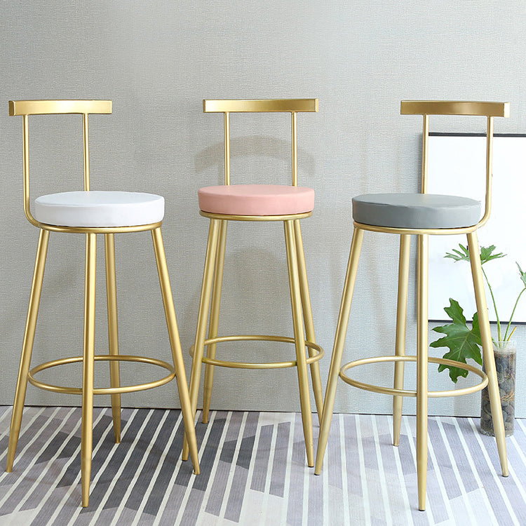 Nordic Style Bar-stool Round Counter Bar Stool with Metal Legs for Home Use