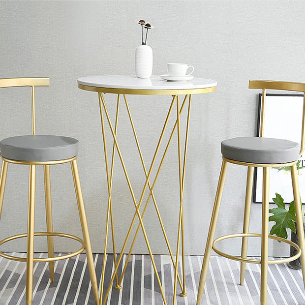 Nordic Style Bar-stool Round Counter Bar Stool with Metal Legs for Home Use