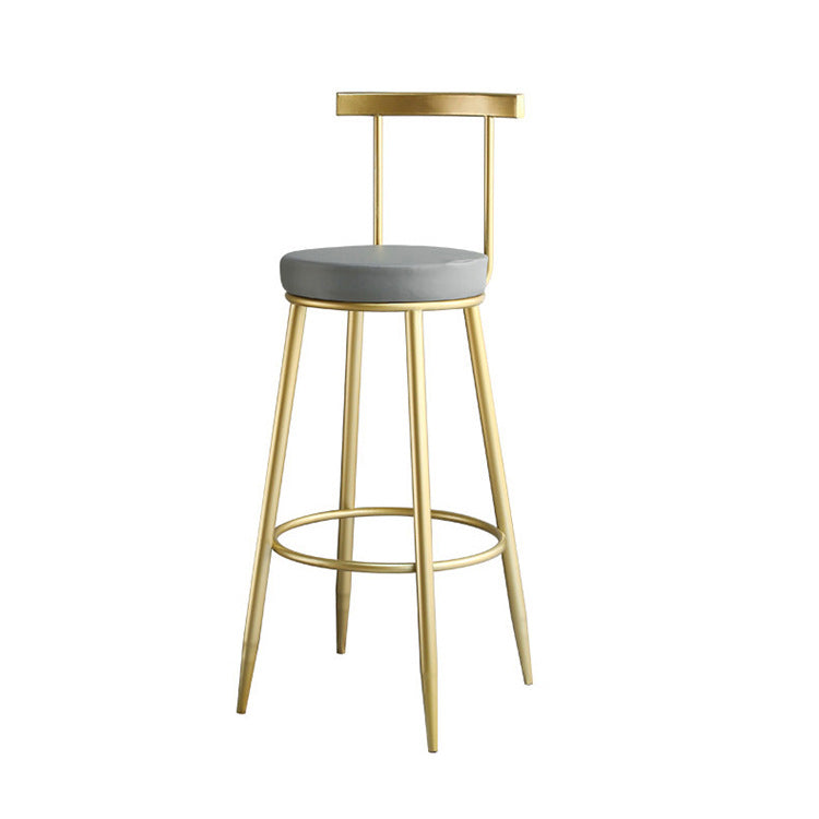 Nordic Style Bar-stool Round Counter Bar Stool with Metal Legs for Home Use