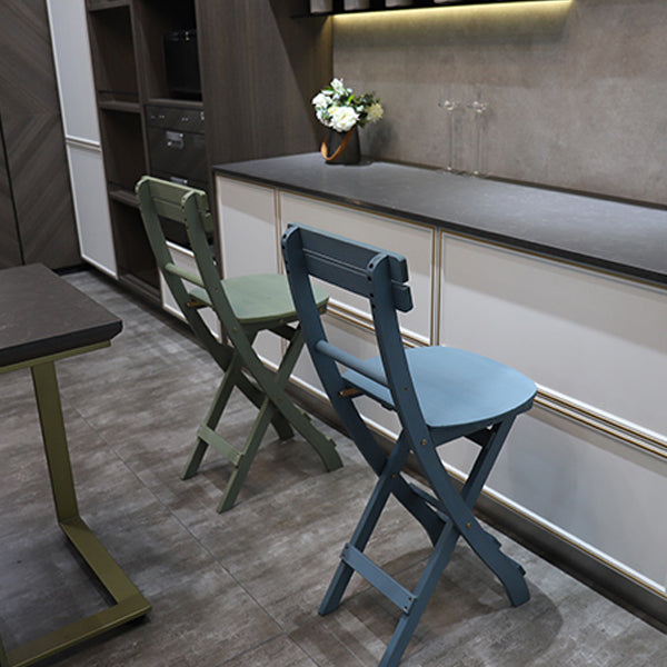 Modern Foldable Backrest Counter Chair Solid Wood Bar Chair with 4 Legs