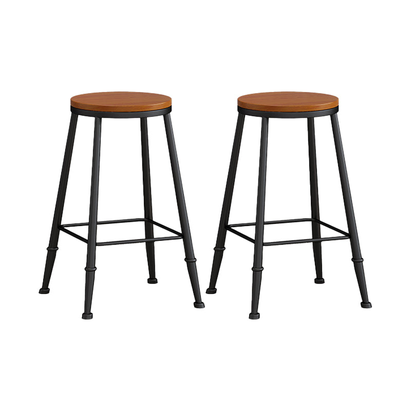 Modern Armless Counter Stool Iron Kitchen Bar Stool with Seat and Pedal