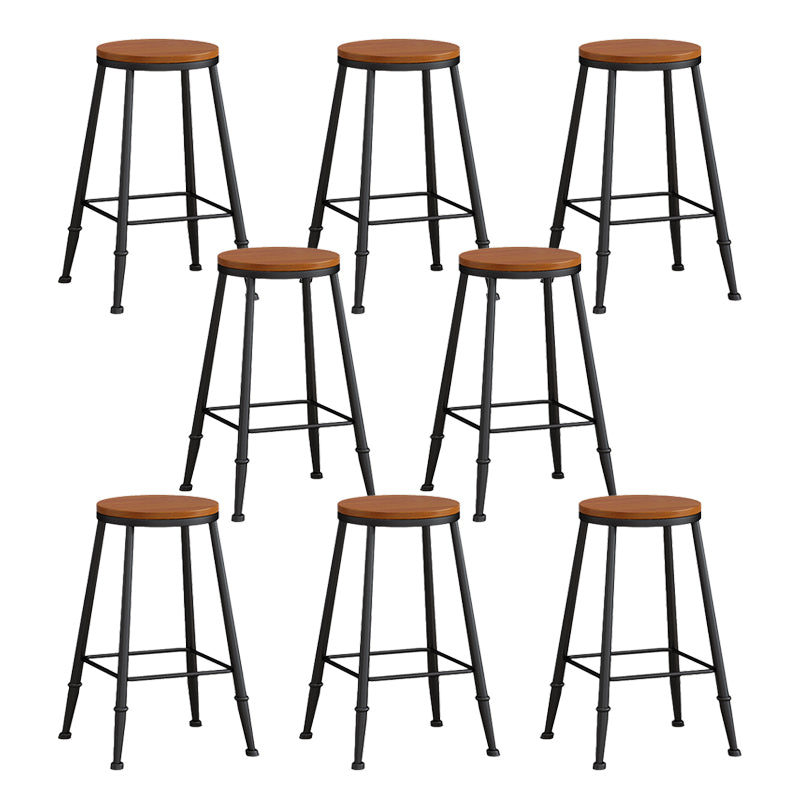 Modern Armless Counter Stool Iron Kitchen Bar Stool with Seat and Pedal