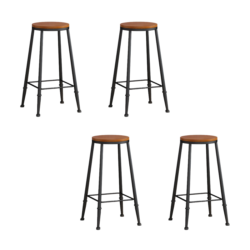 Modern Armless Counter Stool Iron Kitchen Bar Stool with Seat and Pedal