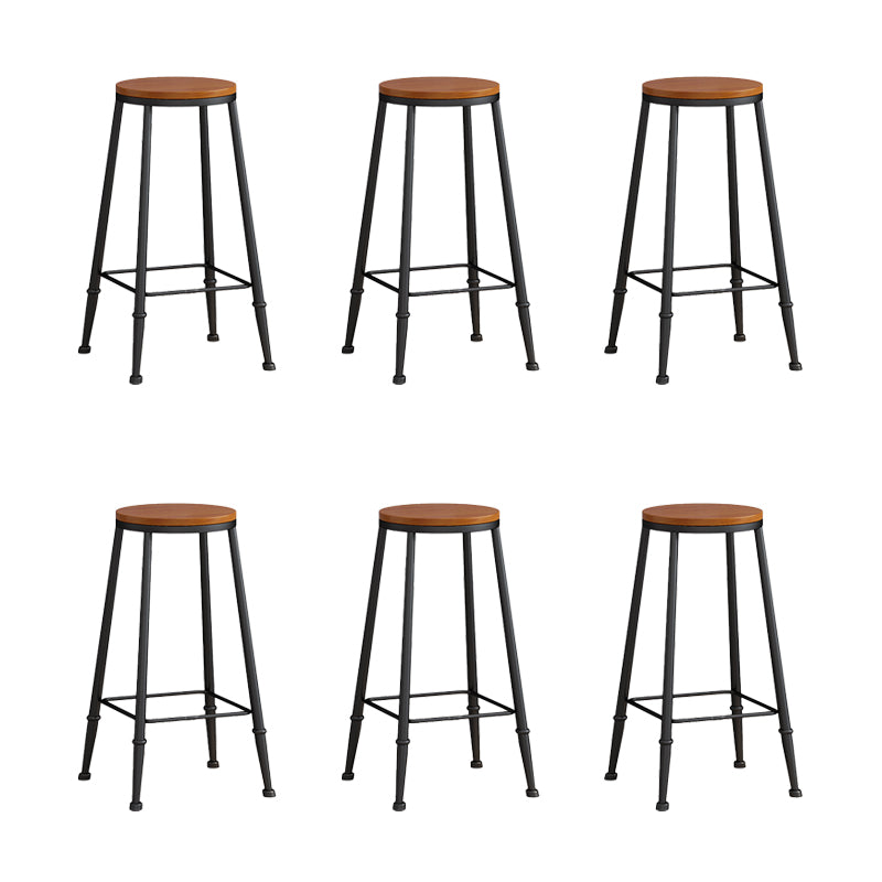 Modern Armless Counter Stool Iron Kitchen Bar Stool with Seat and Pedal