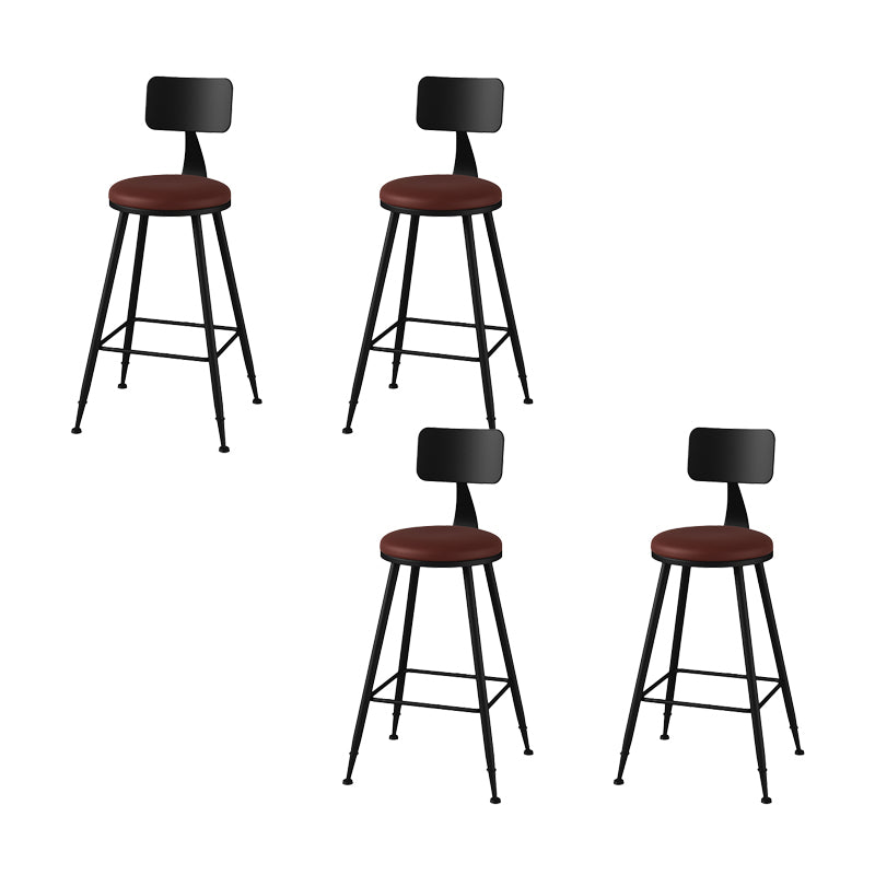 Modern Armless Counter Stool Iron Kitchen Bar Stool with Seat and Pedal