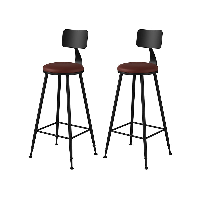 Modern Armless Counter Stool Iron Kitchen Bar Stool with Seat and Pedal