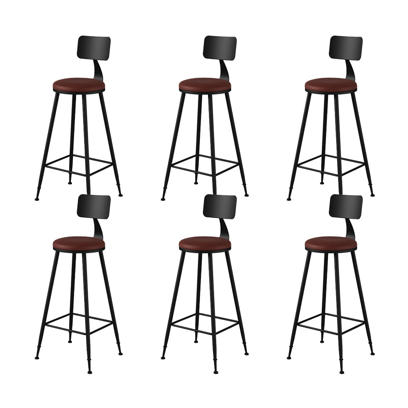Modern Armless Counter Stool Iron Kitchen Bar Stool with Seat and Pedal