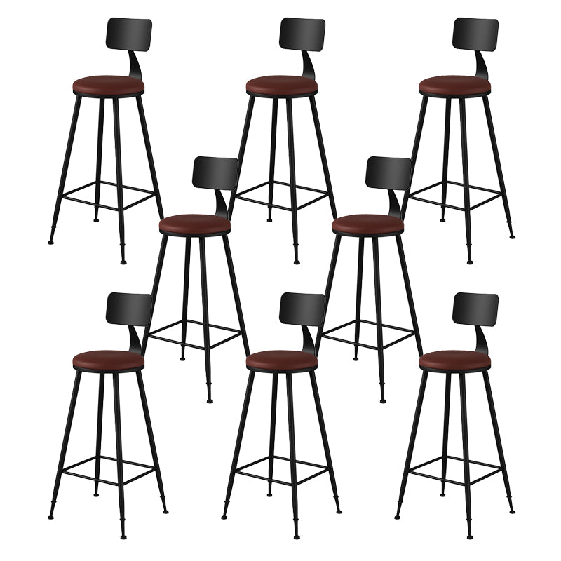 Modern Armless Counter Stool Iron Kitchen Bar Stool with Seat and Pedal