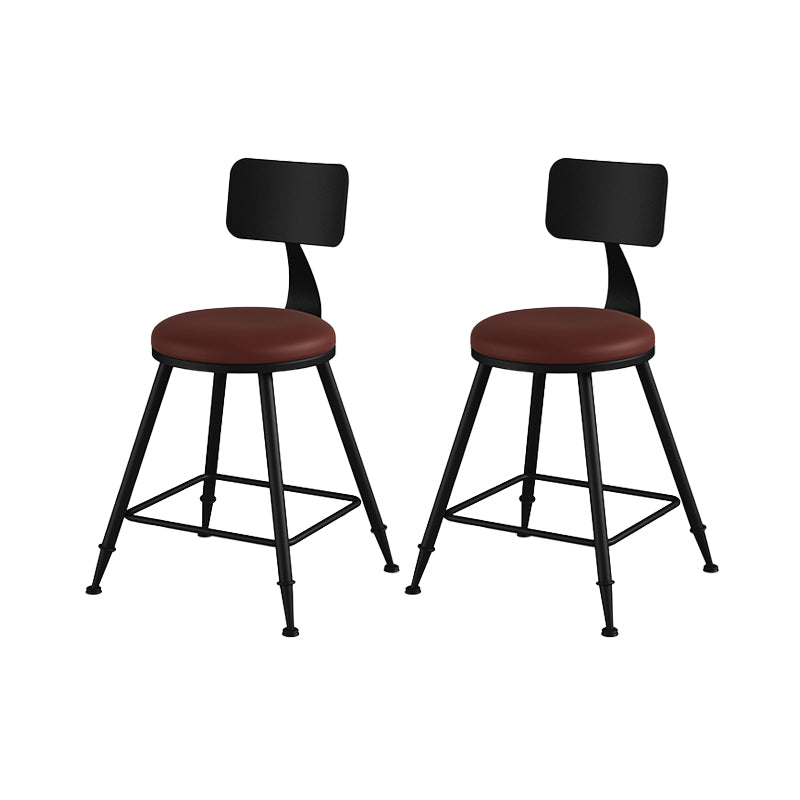 Modern Armless Counter Stool Iron Kitchen Bar Stool with Seat and Pedal