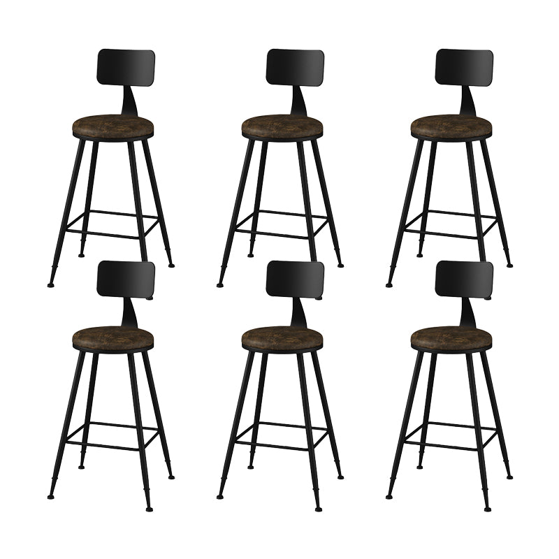 Modern Armless Counter Stool Iron Kitchen Bar Stool with Seat and Pedal