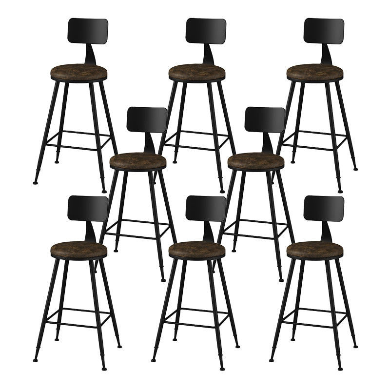 Modern Armless Counter Stool Iron Kitchen Bar Stool with Seat and Pedal