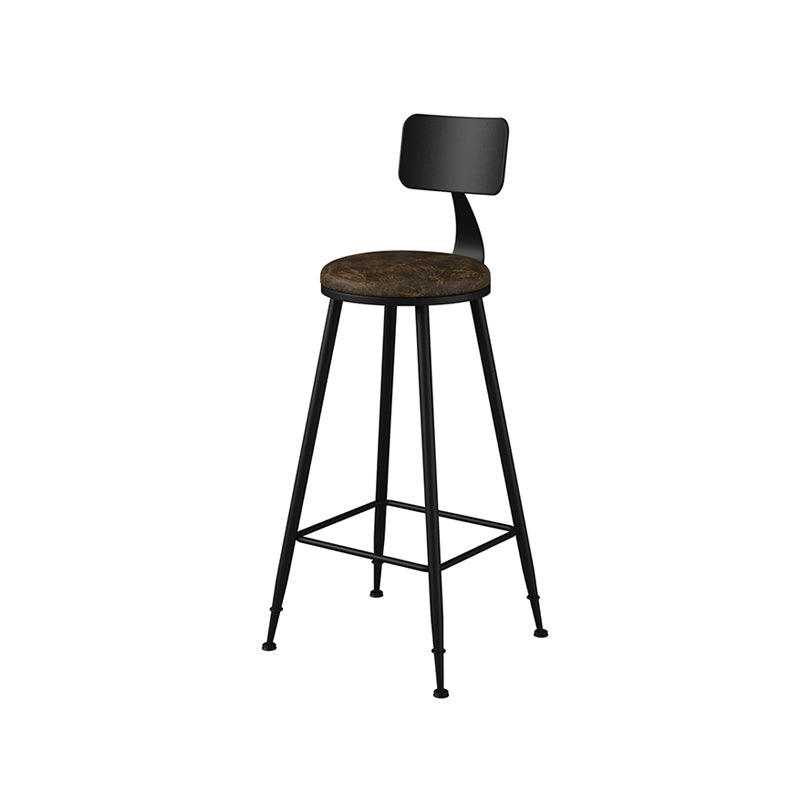 Modern Armless Counter Stool Iron Kitchen Bar Stool with Seat and Pedal