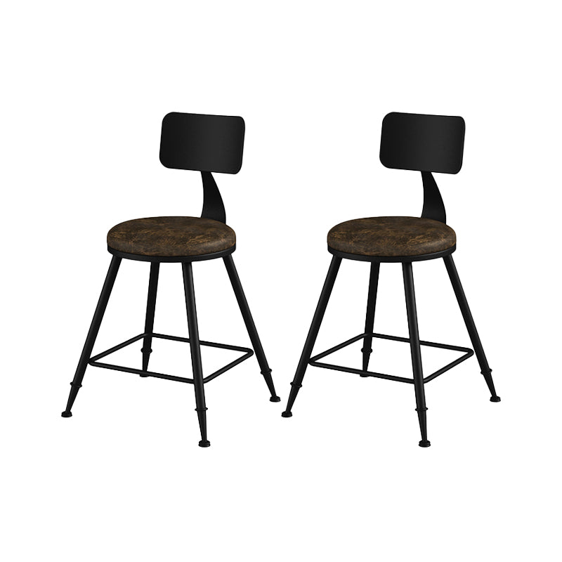 Modern Armless Counter Stool Iron Kitchen Bar Stool with Seat and Pedal