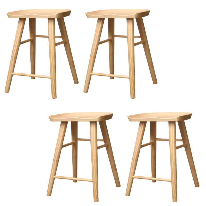 Modern Backless Counter Stool Wood Bar Stool with Pedal and Wooden Seat