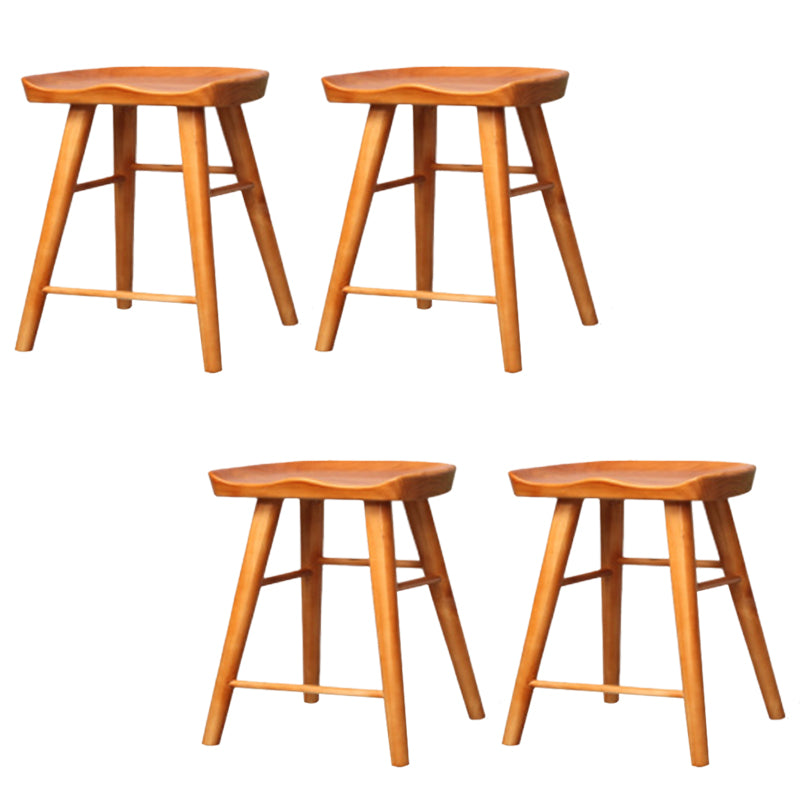 Modern Backless Counter Stool Wood Bar Stool with Pedal and Wooden Seat