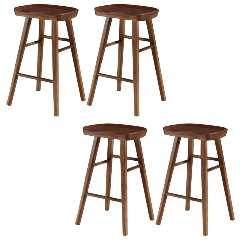 Modern Backless Counter Stool Wood Bar Stool with Pedal and Wooden Seat