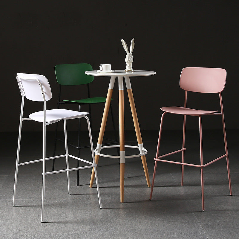 Modern Plastic Bar-stool Square Seat Counter Bar Stool with Metal Legs
