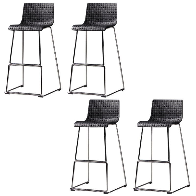 Modern Style Plastic Bar-stool Rectangle Seat Counter Bar Stool with Metal Legs