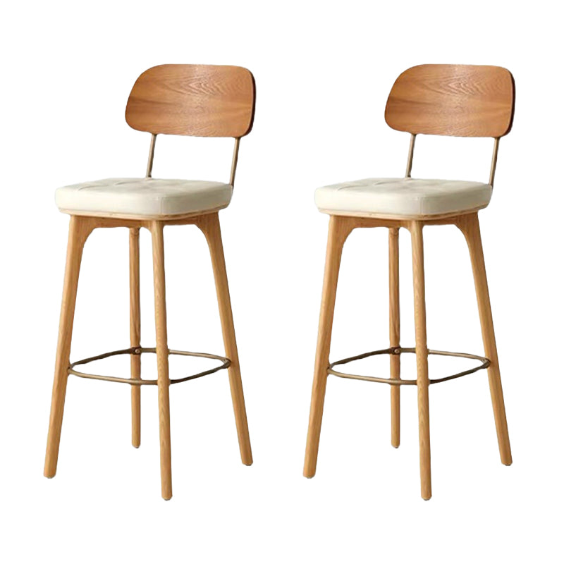 Nordic Style PU Leather Bar-stool Square Seat Counter Bar Stool with Wooden Legs