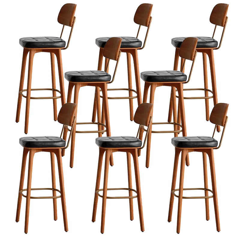 Nordic Style PU Leather Bar-stool Square Seat Counter Bar Stool with Wooden Legs