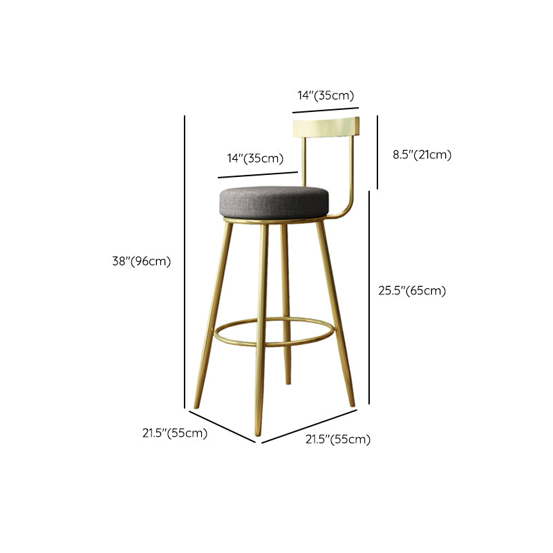 Nordic Style Bar-stool Round Seat Counter Bar Stool with Metal Legs