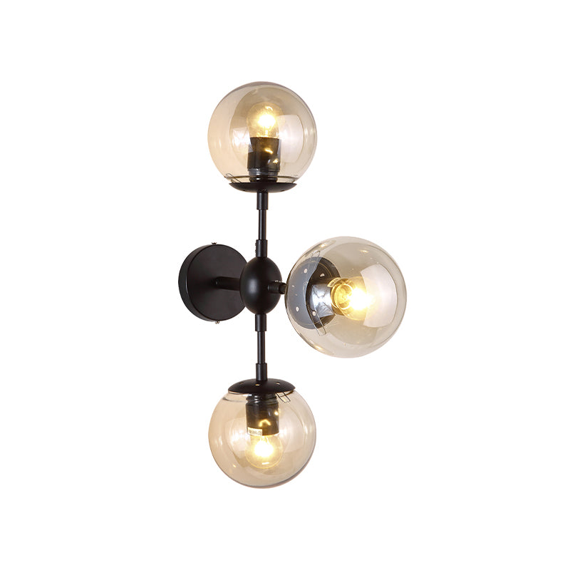 One Bulb Wall Sconce with Round Shade Clear Glass Modern Living Room Lighting Fixture