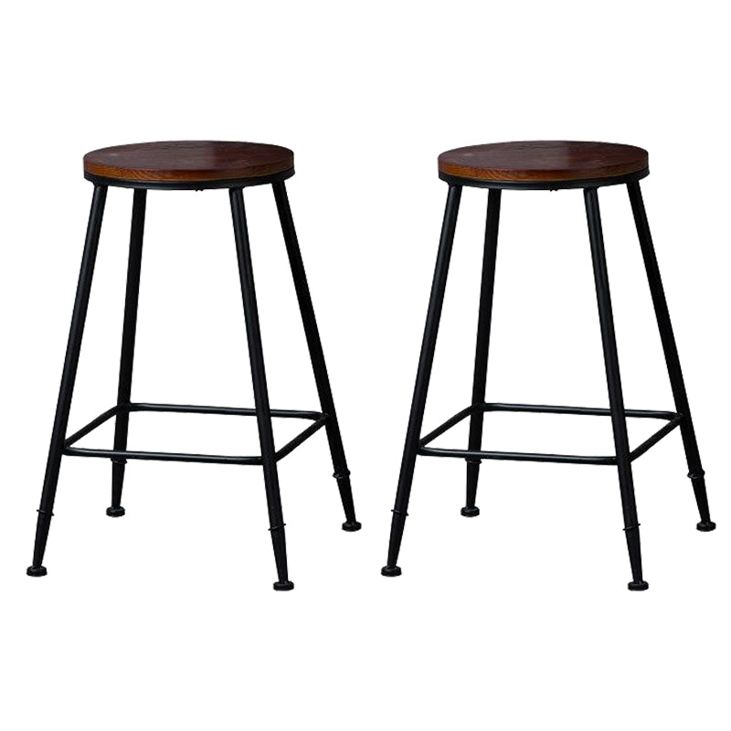 Industrial Solid Wood Counter Stool Metal Counter Height Stools for Home Use