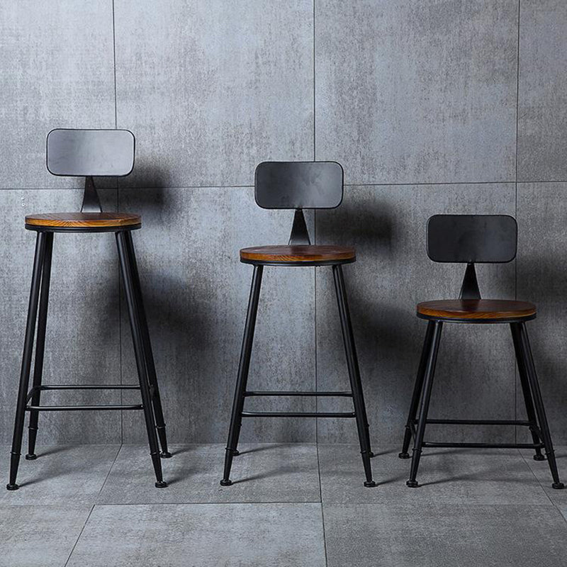 Industrial Solid Wood Counter Stool Metal Counter Height Stools for Home Use