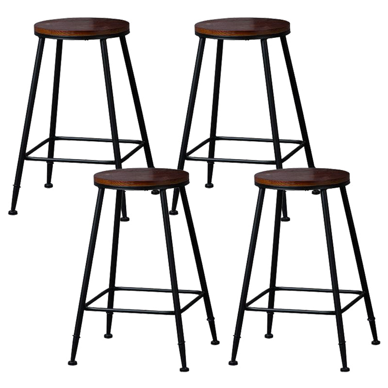 Industrial Solid Wood Counter Stool Metal Counter Height Stools for Home Use
