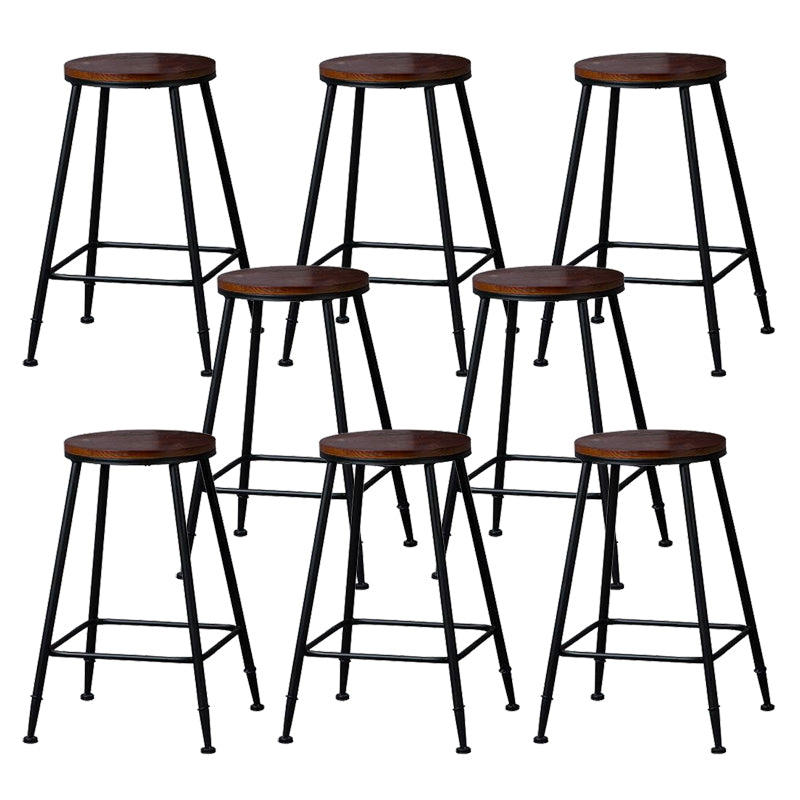 Industrial Solid Wood Counter Stool Metal Counter Height Stools for Home Use