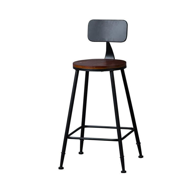 Industrial Solid Wood Counter Stool Metal Counter Height Stools for Home Use