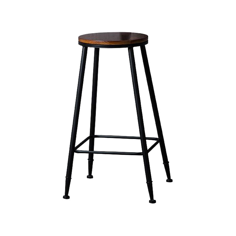 Industrial Solid Wood Counter Stool Metal Counter Height Stools for Home Use