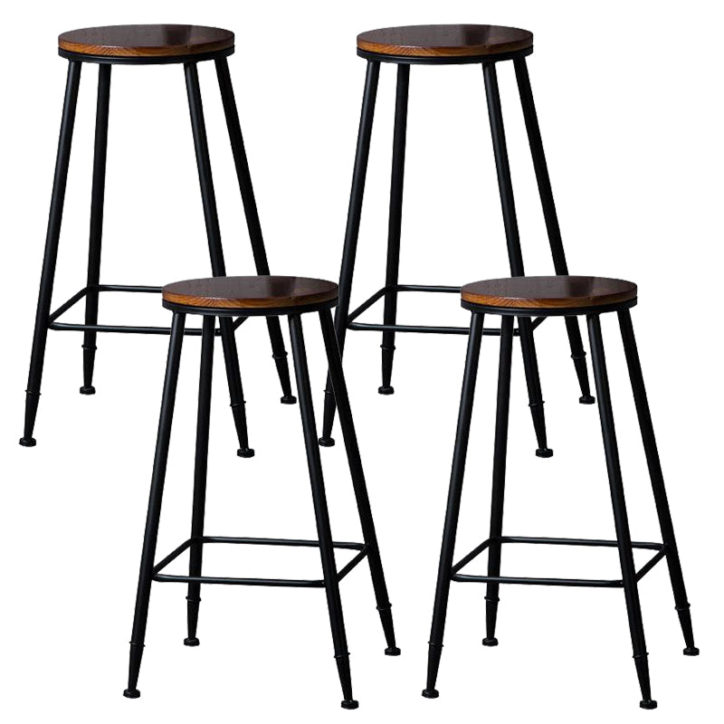 Industrial Solid Wood Counter Stool Metal Counter Height Stools for Home Use