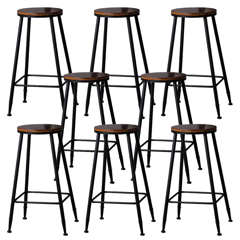 Industrial Solid Wood Counter Stool Metal Counter Height Stools for Home Use