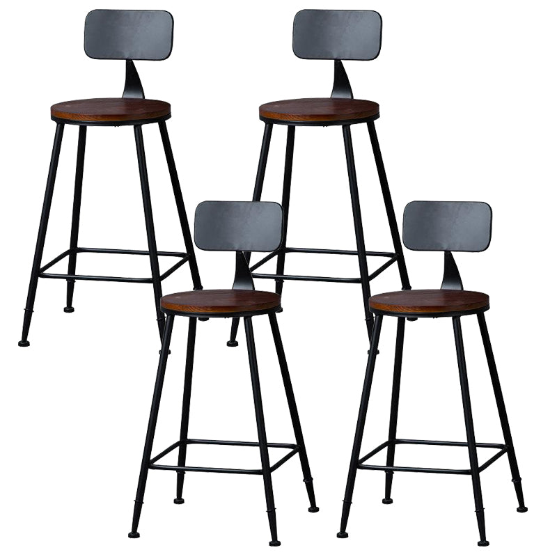Industrial Solid Wood Counter Stool Metal Counter Height Stools for Home Use