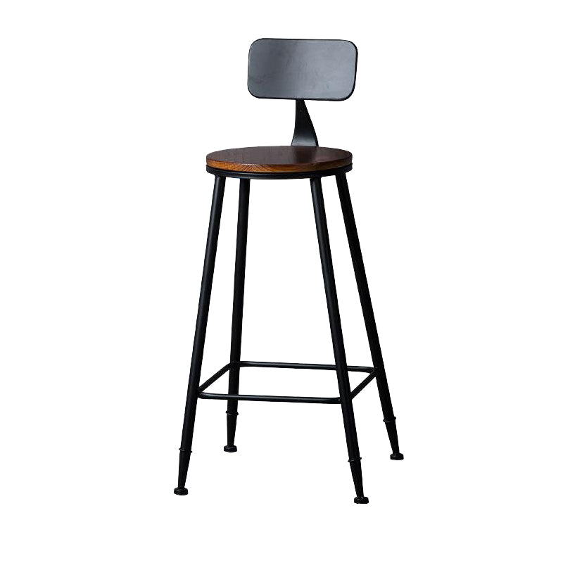 Industrial Solid Wood Counter Stool Metal Counter Height Stools for Home Use