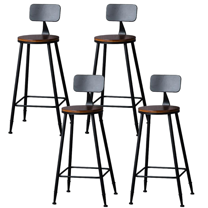 Industrial Solid Wood Counter Stool Metal Counter Height Stools for Home Use