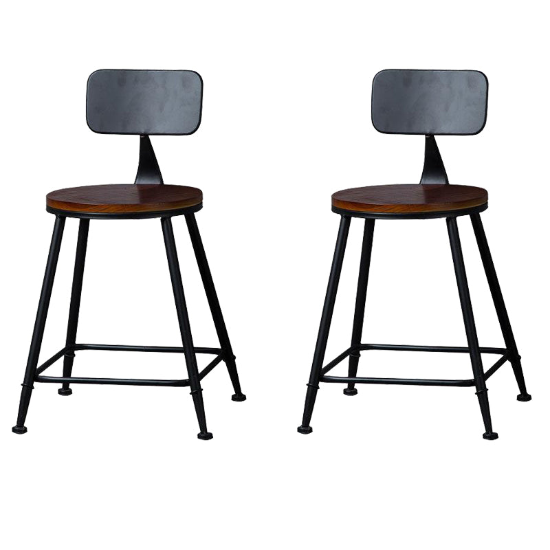 Industrial Solid Wood Counter Stool Metal Counter Height Stools for Home Use