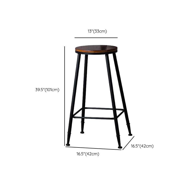 Industrial Solid Wood Counter Stool Metal Counter Height Stools for Home Use