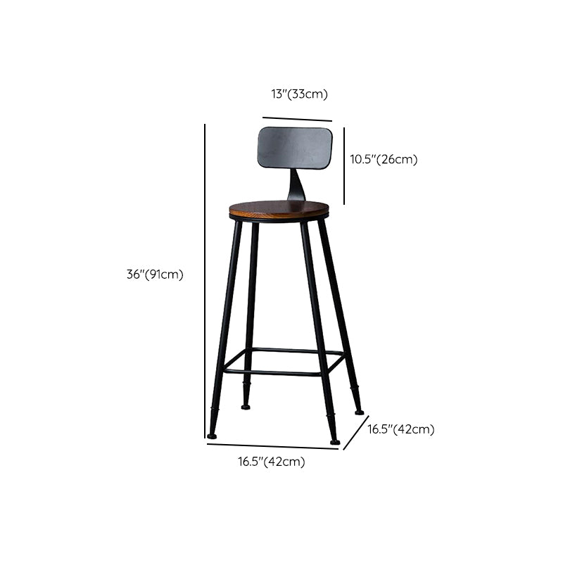 Industrial Solid Wood Counter Stool Metal Counter Height Stools for Home Use
