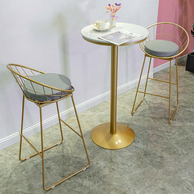 Glam Style Fixed Bar Table Set 1/3 Pieces Faux Marble Counter Table Set