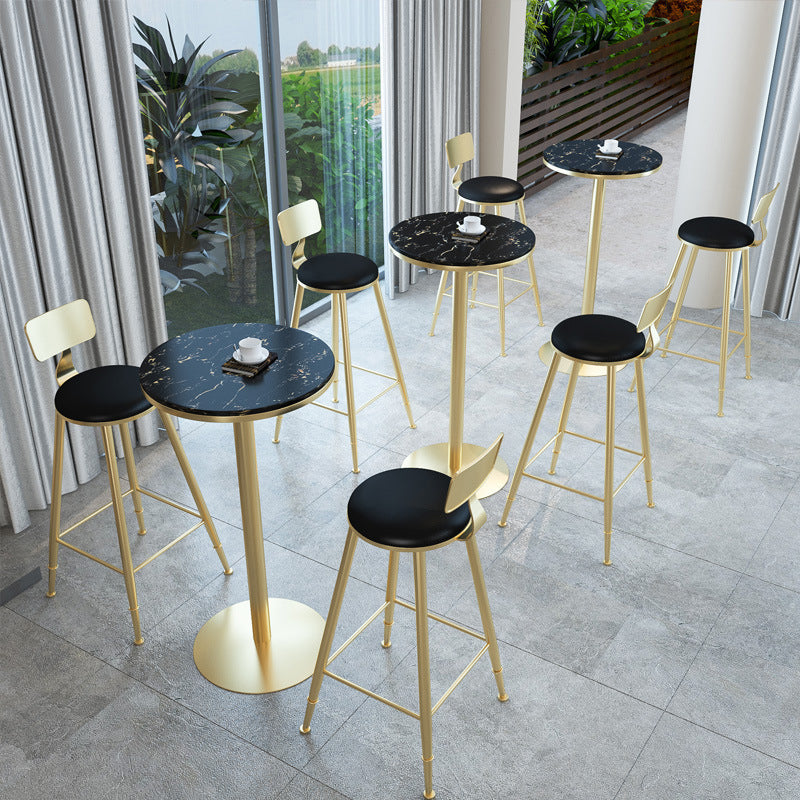 Glam Style Bar Table Set 1/2/3 Pieces Bar Table with Metal Stools