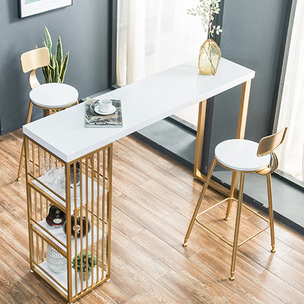 Glam Bar Table Set 1/3 Pieces Rectangle Wood Counter Table with Stools