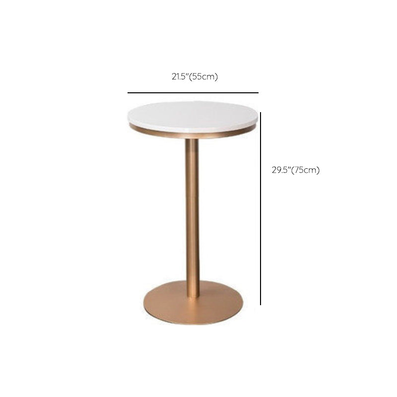 Industrial Round Pub Table Set 1/3 Pieces White and Gold Bar Table Set