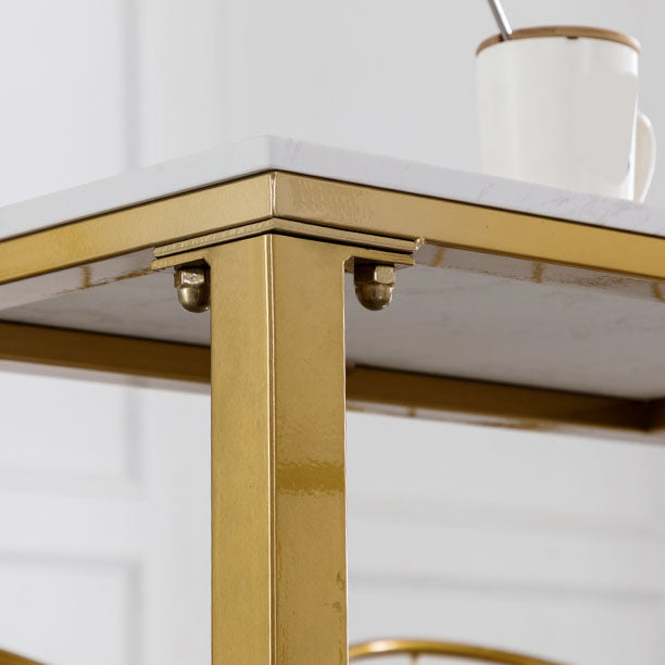 Glam Rectangle Bar Table Set 1/4/7 Pieces Faux Marble Fixed Counter Table Set