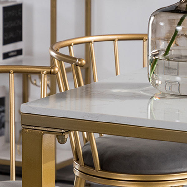 Glam Rectangle Bar Table Set 1/4/7 Pieces Faux Marble Fixed Counter Table Set