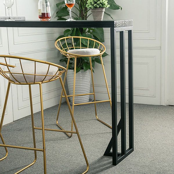 Industrial Table and Stool 1/4 Pieces Solid Wood Pub Table Set