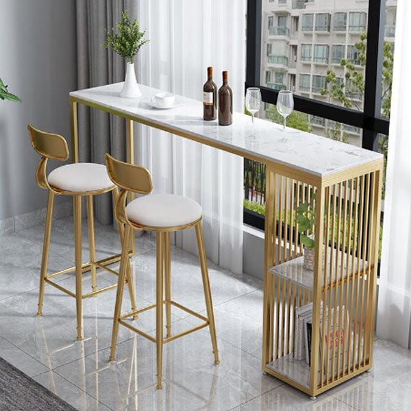 Glam Style Bar Table Set 1/3 Pieces Faux Marble Rectangle Counter Set